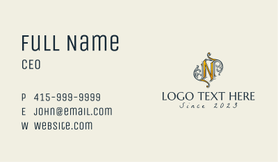 Classic Decor Letter N  Business Card Image Preview