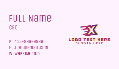Speedy Letter X Motion Business Card Image Preview