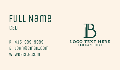Green Business Letter B Business Card Image Preview