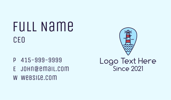 Lighthouse Location Pin Business Card Design Image Preview