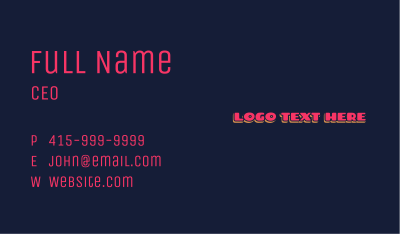 Retro Text Wordmark  Business Card