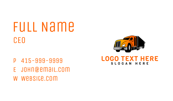 Orange Courier Truck Business Card Design Image Preview