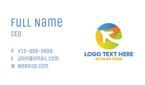 Colorful Circle Airplane Business Card Design Image Preview