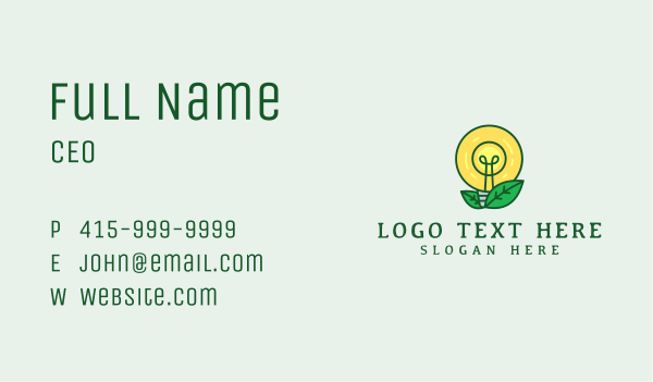 Eco Leaf Lightbulb Business Card Design Image Preview