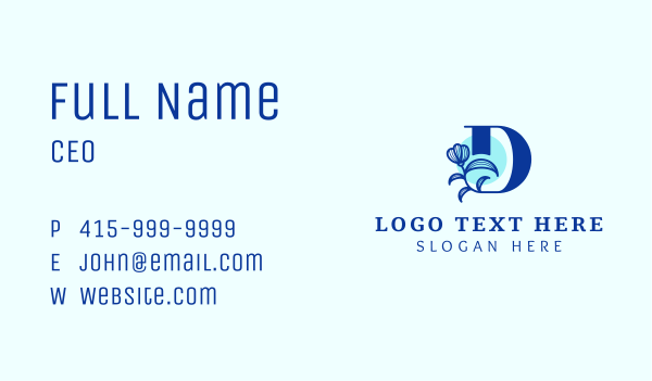 Blue Flower Letter D Business Card Design Image Preview
