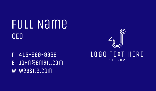 White Hook Letter J Business Card Design Image Preview