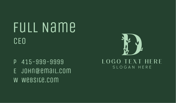 Organic Spa Letter D Business Card Design Image Preview