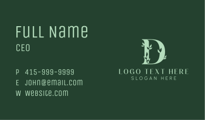 Organic Spa Letter D Business Card Image Preview