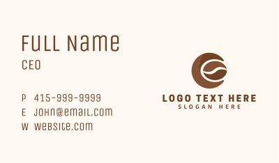 Coffee Bean Letter C  Business Card Image Preview