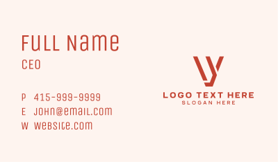 Y & V Monogram Business Card Image Preview