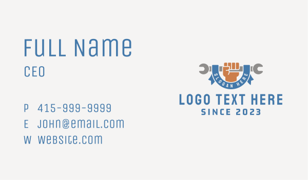 Mechanic Hand Wrench  Business Card Design Image Preview