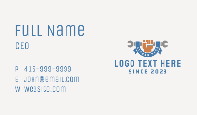 Mechanic Hand Wrench  Business Card Image Preview