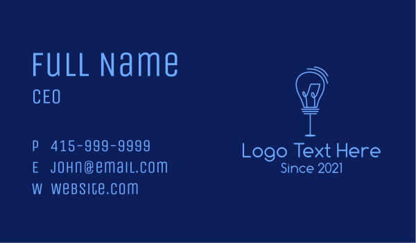 Blue Standing Light Bulb  Business Card Design Image Preview