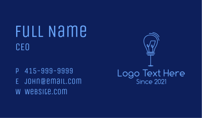 Blue Standing Light Bulb  Business Card Image Preview