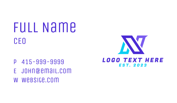 Cyber Gaming Letter N Business Card Design Image Preview