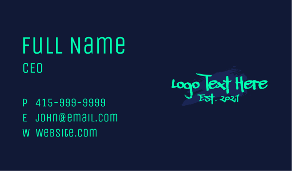 Graffiti Neon Wordmark  Business Card Design Image Preview