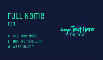 Graffiti Neon Wordmark  Business Card Image Preview