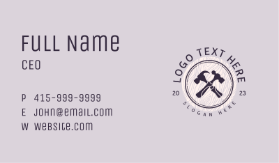 Hammer Wood Construction Badge Business Card Image Preview