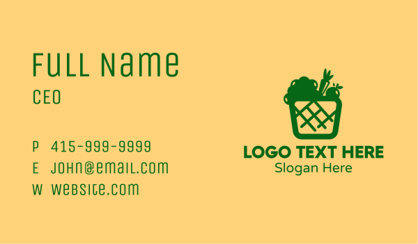 Green Vegetable Basket Business Card Design Image Preview