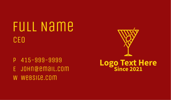 Golden Martini Outline  Business Card Design Image Preview