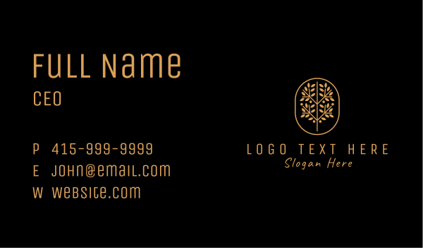 Gold Bonsai Plant  Business Card Design Image Preview