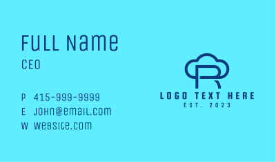 Blue Letter R Cloud  Business Card Image Preview