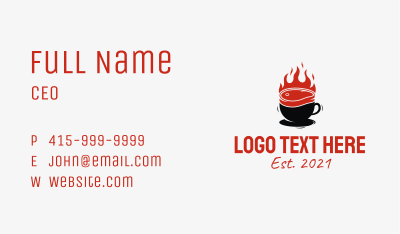 Flaming Steak Coffee Cup Business Card Image Preview
