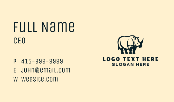 Wild Rhino Animal Business Card Design Image Preview