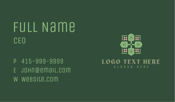 Shovel Leaf Pattern Business Card Design Image Preview