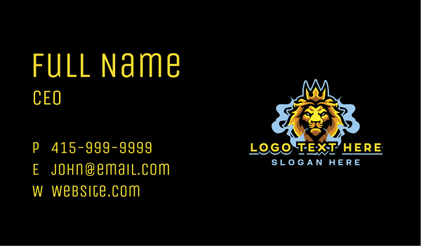 Lion Gaming Crown Vape Business Card Design Image Preview