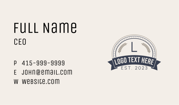 Vintage Oval Wheat Banner Business Card Design Image Preview