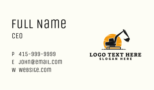 Construction Excavator Machine Business Card Design Image Preview