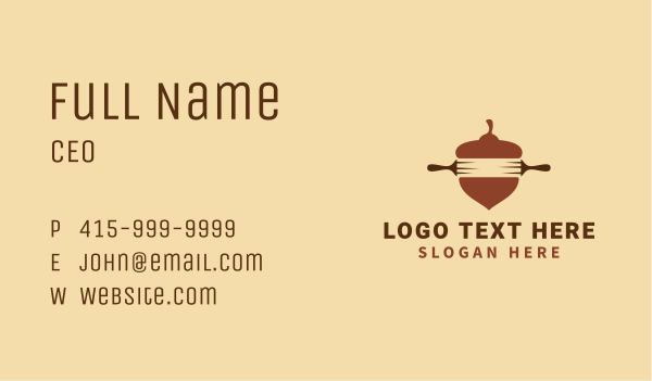 Brown Acorn Rolling Pin Business Card Design Image Preview