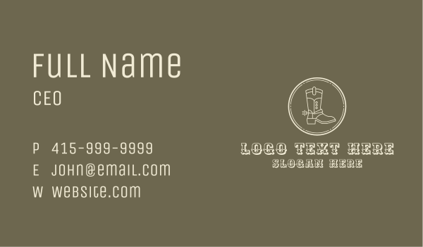 Western Cowboy Boot  Business Card Design Image Preview