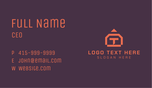 Orange House Letter T Business Card Design Image Preview