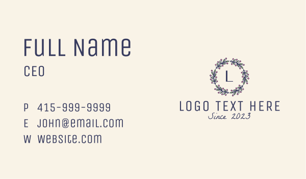 Natural Berry Wreath Business Card Design Image Preview