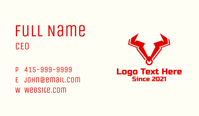 Letter V Bull Horn Business Card