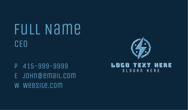 Lightning Bolt Pixel Business Card Design Image Preview