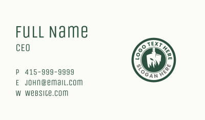 Grass Weed Shovel Badge Business Card Image Preview