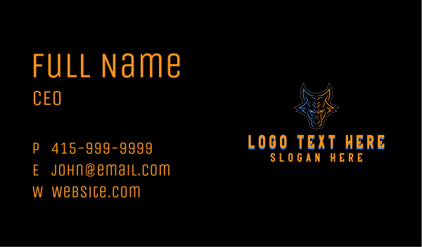 Wolf Head Gaming Business Card Design Image Preview