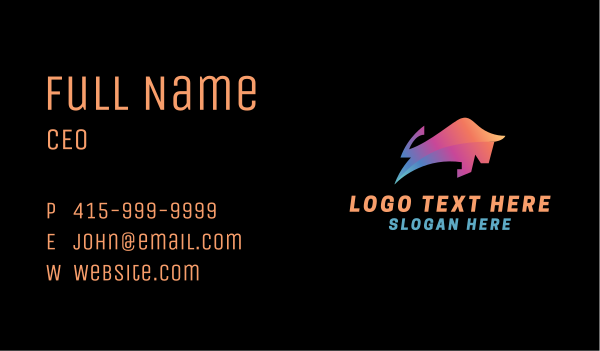 Gradient Bull Animal Business Card Design Image Preview
