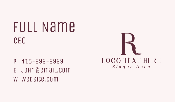 Fashion Boutique Letter R  Business Card Design Image Preview