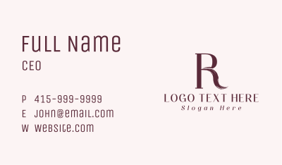 Fashion Boutique Letter R  Business Card Image Preview