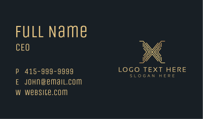 Luxury Gold Letter X Business Card Image Preview