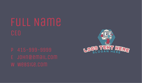 Retro Robot Gaming Business Card Design Image Preview