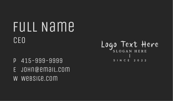 Handwritten Line Wordmark Business Card Design Image Preview