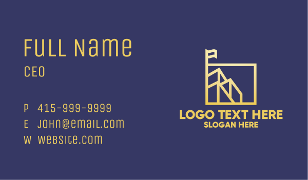 Gold Building Square Business Card Design Image Preview