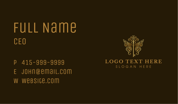 Wings Antique Key Business Card Design Image Preview