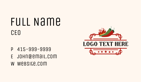 Spicy Fire Chili Peppers Business Card Design Image Preview