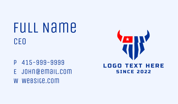 Patriotic Texas Bull  Business Card Design Image Preview